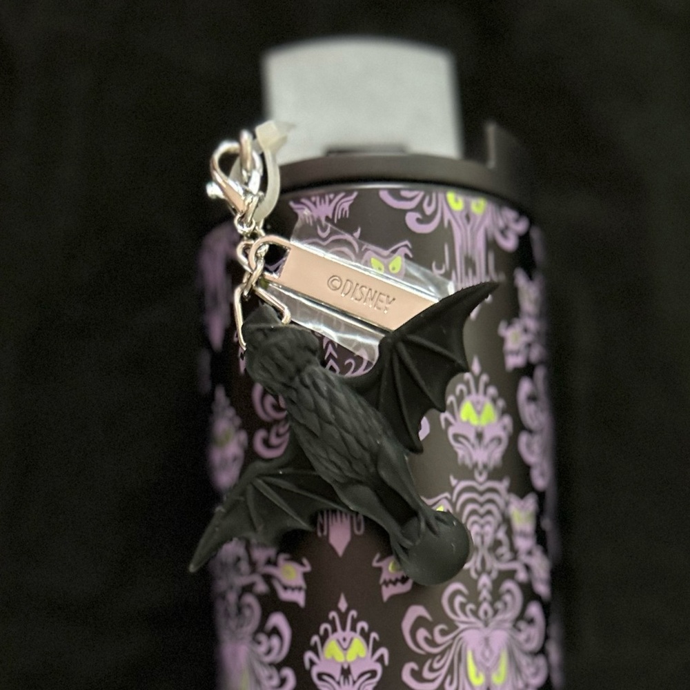 Disney Parks Haunted Mansion Starbucks Travel Tumbler with Bat accessory NWT - Picture 11 of 12